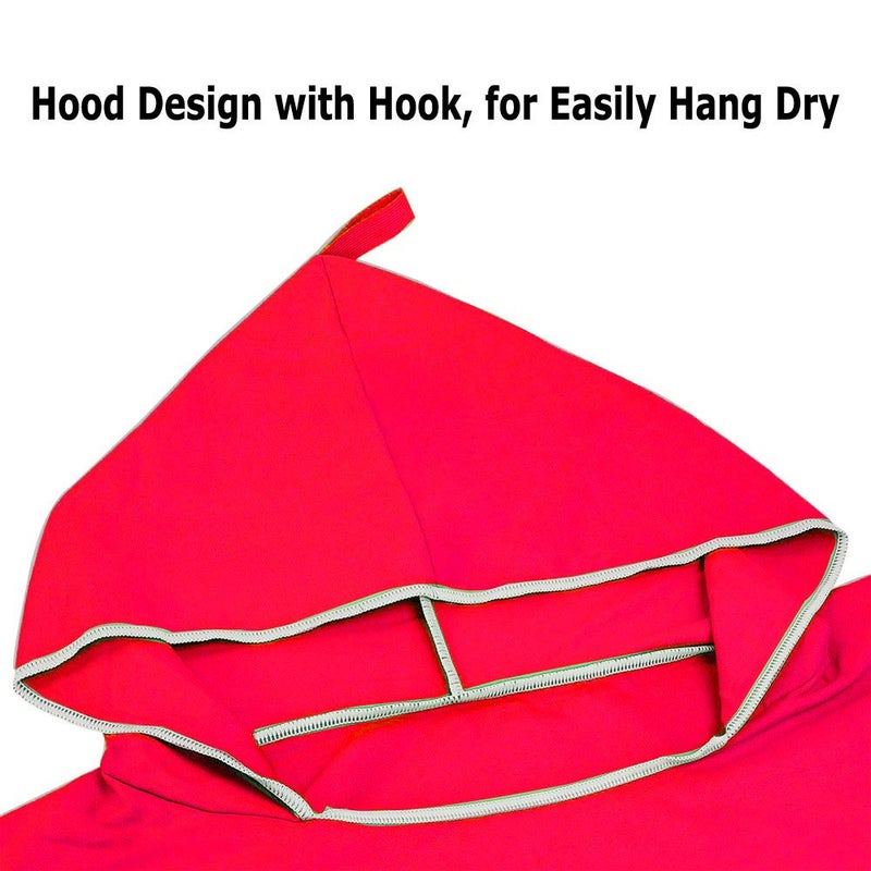 Hiturbo Microfiber Surf Poncho, Wetsuit Changing Bath Robe, Quick Dry Pool Swim Beach Towel with Hood (Rubin Red) - Image 2